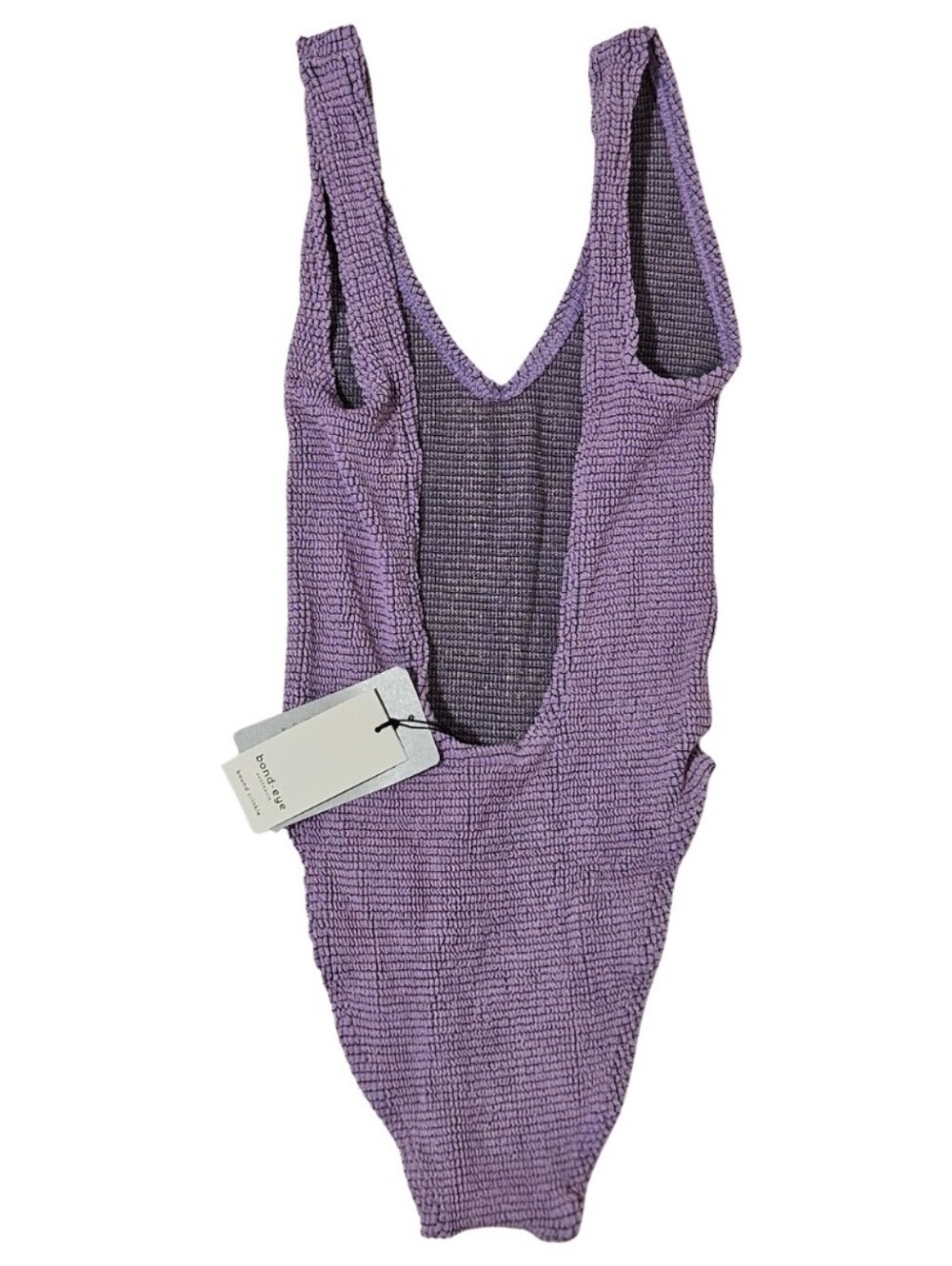 Bond-Eye Mara Swimsuit One-Piece One Size Lavender Lurex Gold Metallic NWT 💜 - Picture 3 of 6
